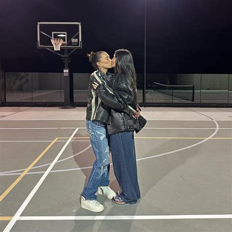 kylie jenner lesbian|Kylie Jenner and BFF Stassie kiss in matching leather jackets.